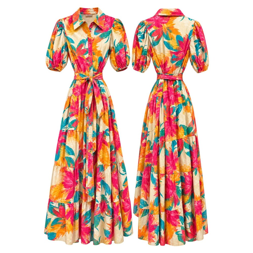 Flying Tomato Colorful Belted Dress-M